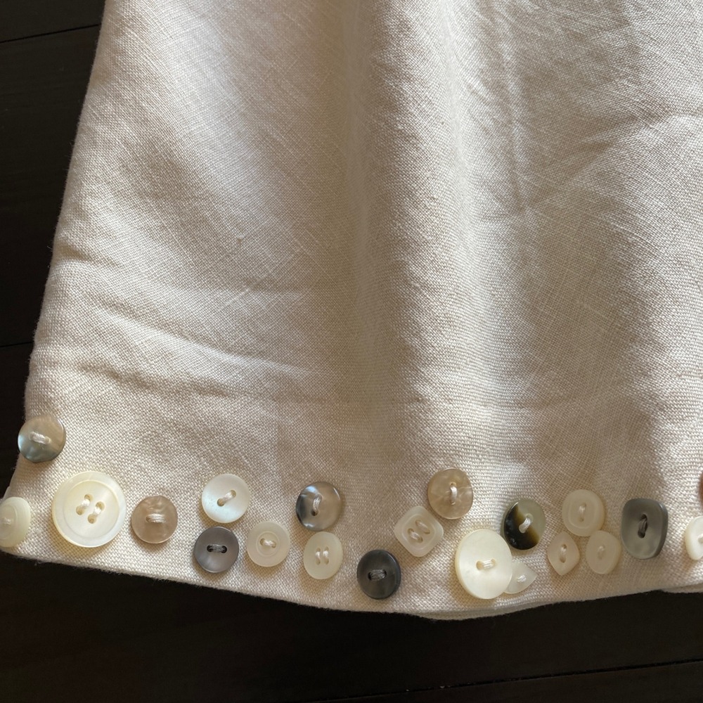 J Jill Linen Skirt XL Petite Cream Button Hem Elastic Waist XLP Beach Boho - Picture 4 of 9